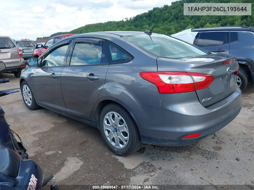 1FAHP3F26CL193644 2012 Ford Focus Se