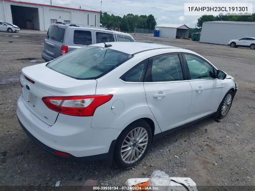 2012 Ford Focus Sel VIN: 1FAHP3H23CL191301 Lot: 39938194