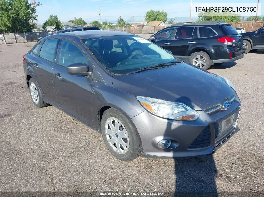 2012 Ford Focus Se VIN: 1FAHP3F29CL108750 Lot: 40032678