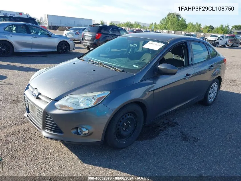 2012 Ford Focus Se VIN: 1FAHP3F29CL108750 Lot: 40032678