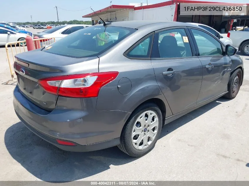 2012 Ford Focus Se VIN: 1FAHP3F29CL436850 Lot: 40042311