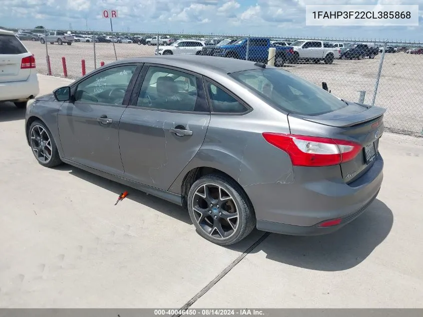 2012 Ford Focus Se VIN: 1FAHP3F22CL385868 Lot: 40046450