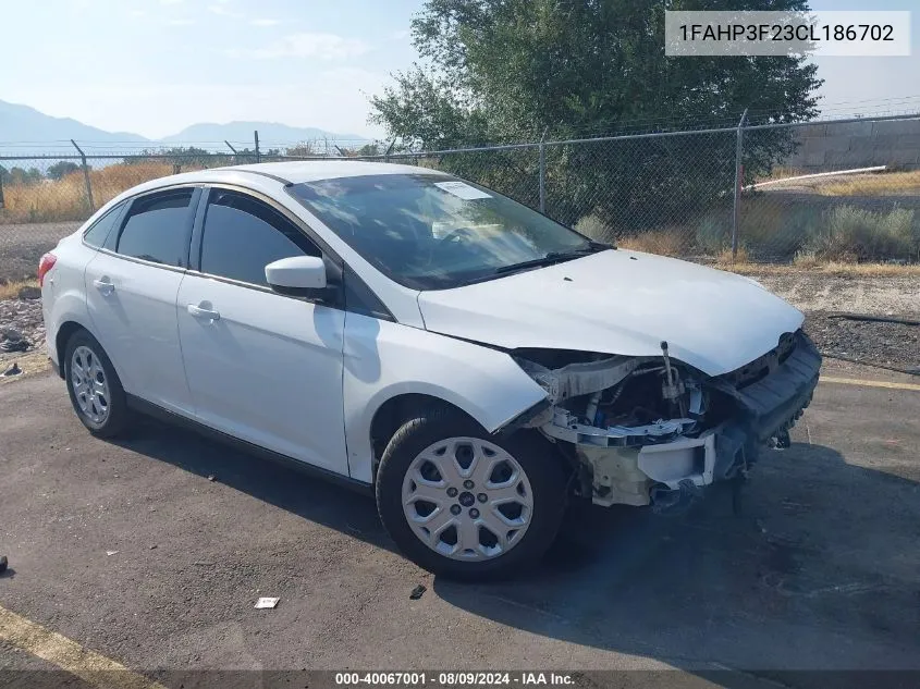 2012 Ford Focus Se VIN: 1FAHP3F23CL186702 Lot: 40067001