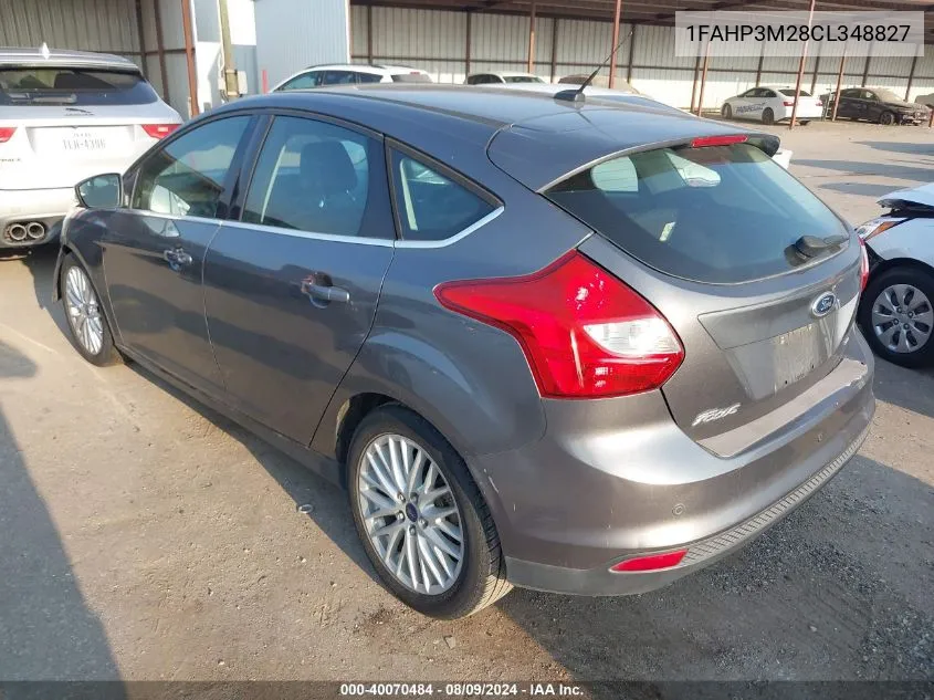 2012 Ford Focus Sel VIN: 1FAHP3M28CL348827 Lot: 40070484