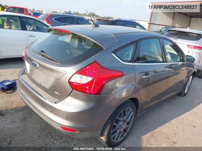 2012 Ford Focus Sel VIN: 1FAHP3M28CL348827 Lot: 40070484