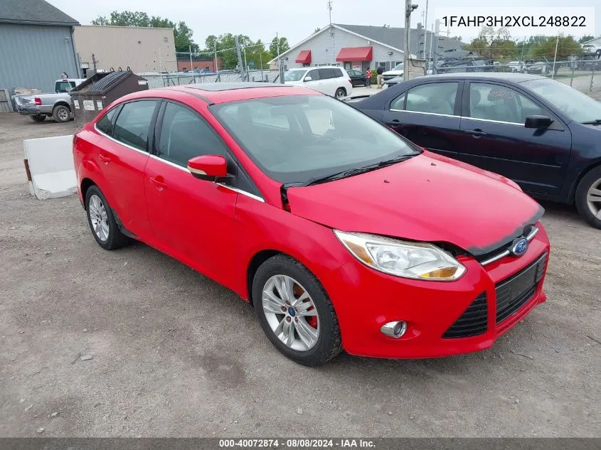 1FAHP3H2XCL248822 2012 Ford Focus Sel