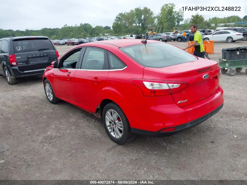 2012 Ford Focus Sel VIN: 1FAHP3H2XCL248822 Lot: 40072874