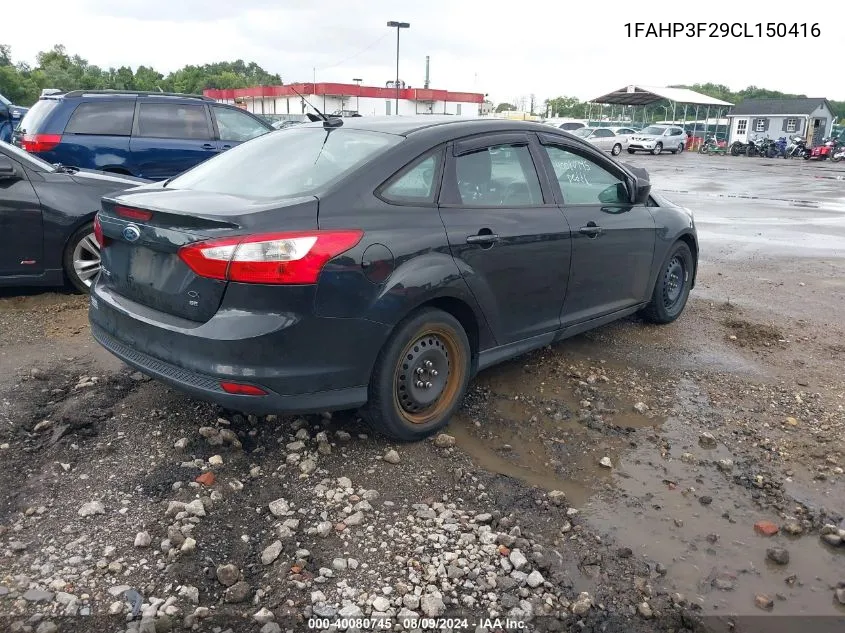 2012 Ford Focus Se VIN: 1FAHP3F29CL150416 Lot: 40080745