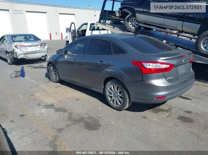 2012 Ford Focus Se VIN: 1FAHP3F26CL372931 Lot: 40110621