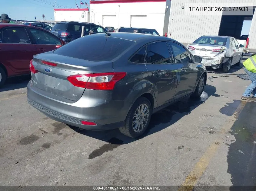 2012 Ford Focus Se VIN: 1FAHP3F26CL372931 Lot: 40110621