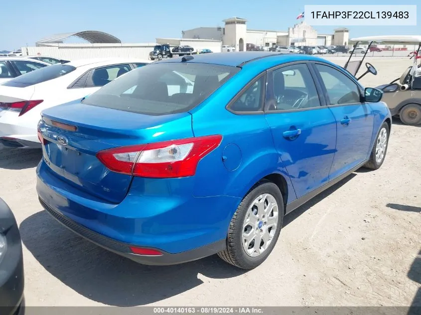 2012 Ford Focus Se VIN: 1FAHP3F22CL139483 Lot: 40140163