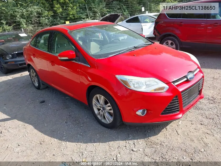 2012 Ford Focus Sel VIN: 1FAHP3H25CL138650 Lot: 40155837