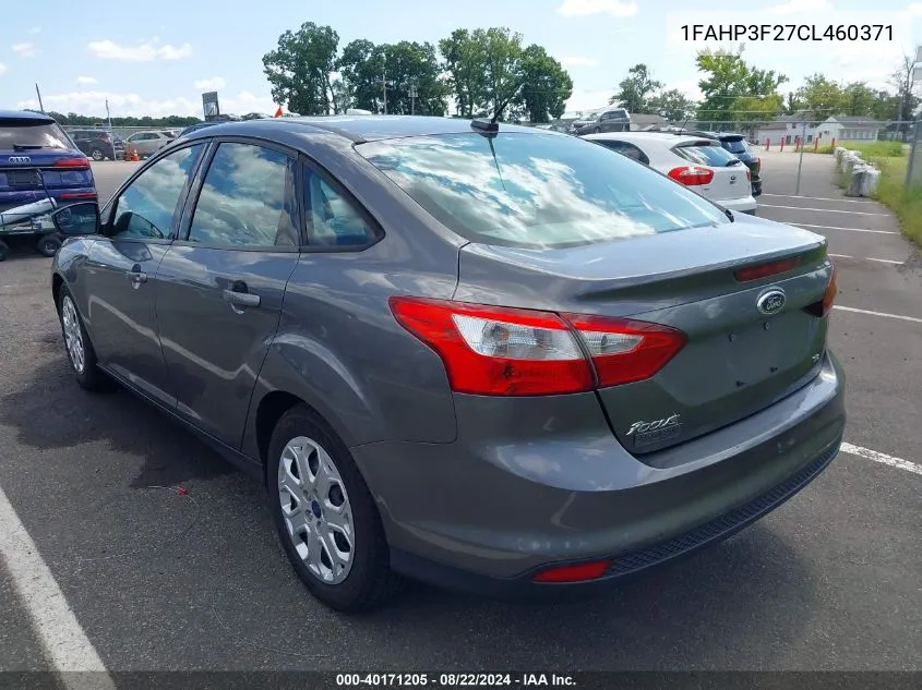 2012 Ford Focus Se VIN: 1FAHP3F27CL460371 Lot: 40171205