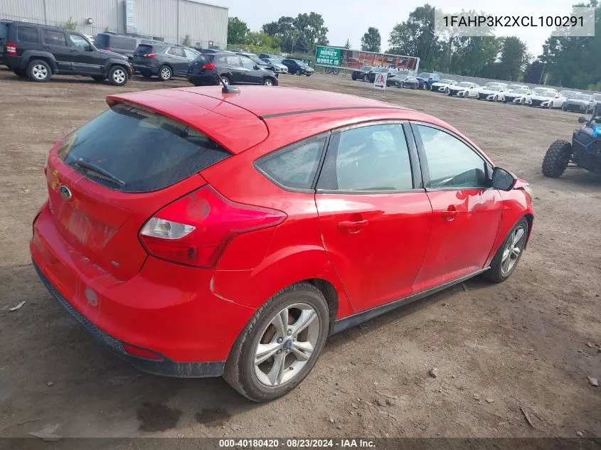 2012 Ford Focus Se VIN: 1FAHP3K2XCL100291 Lot: 40180420