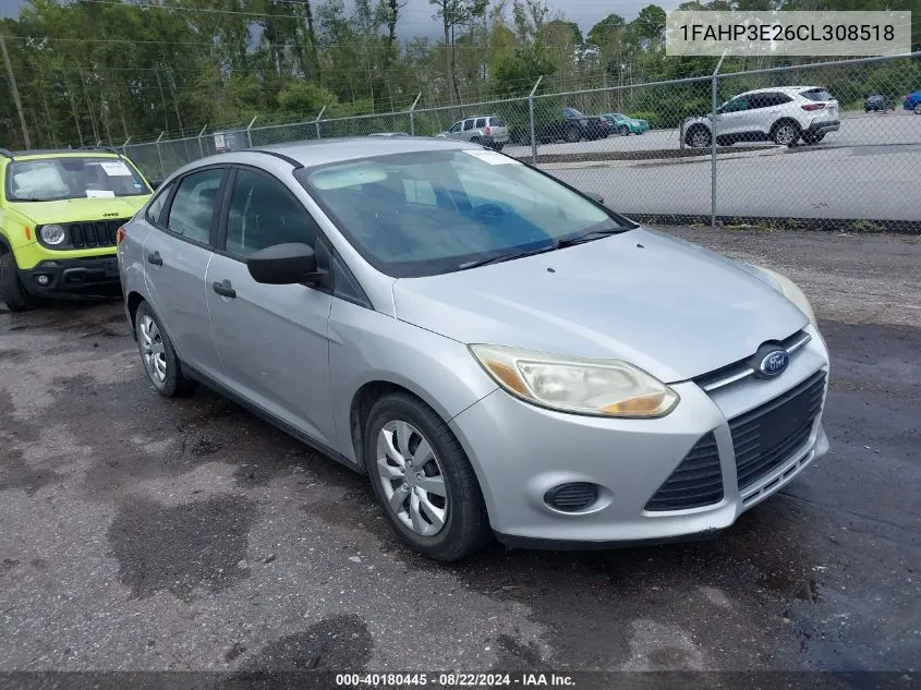 1FAHP3E26CL308518 2012 Ford Focus S