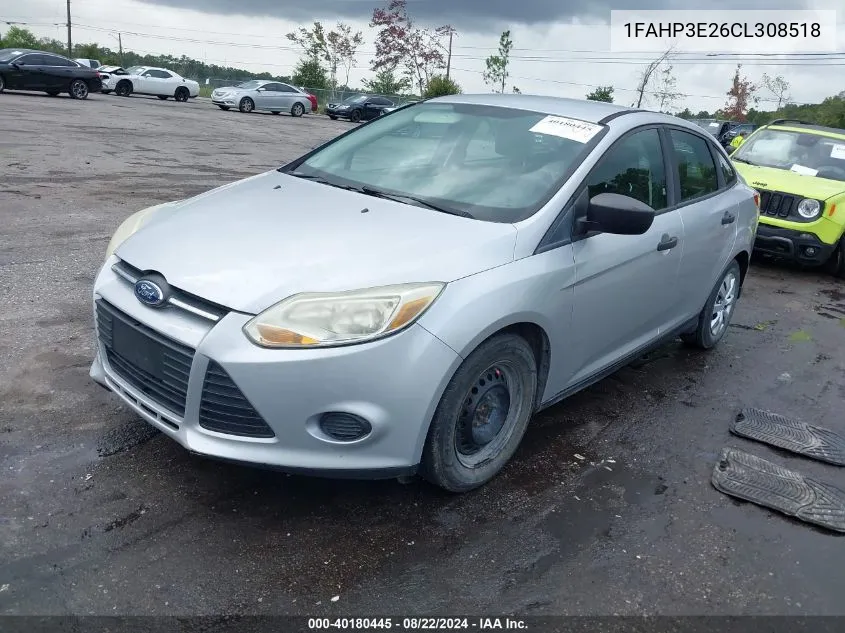 1FAHP3E26CL308518 2012 Ford Focus S