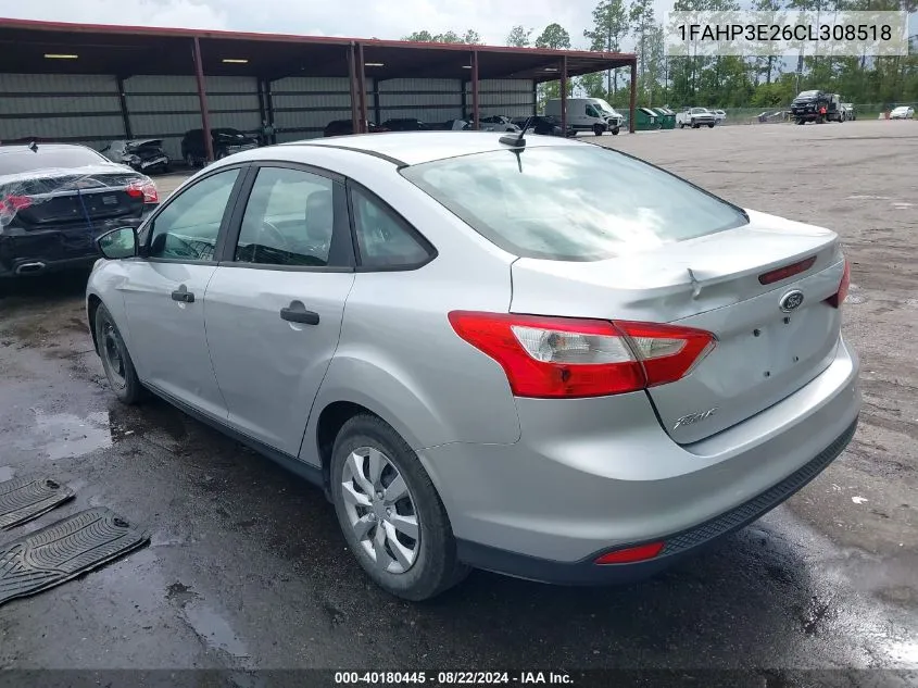 1FAHP3E26CL308518 2012 Ford Focus S