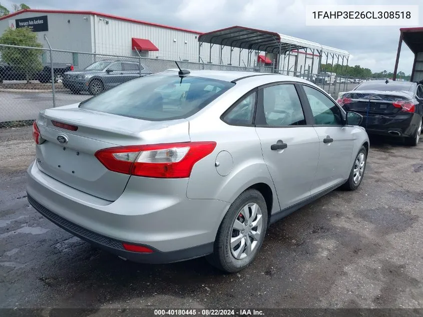 2012 Ford Focus S VIN: 1FAHP3E26CL308518 Lot: 40180445