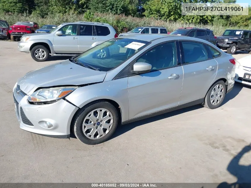 2012 Ford Focus Se VIN: 1FAHP3F27CL419061 Lot: 40185852