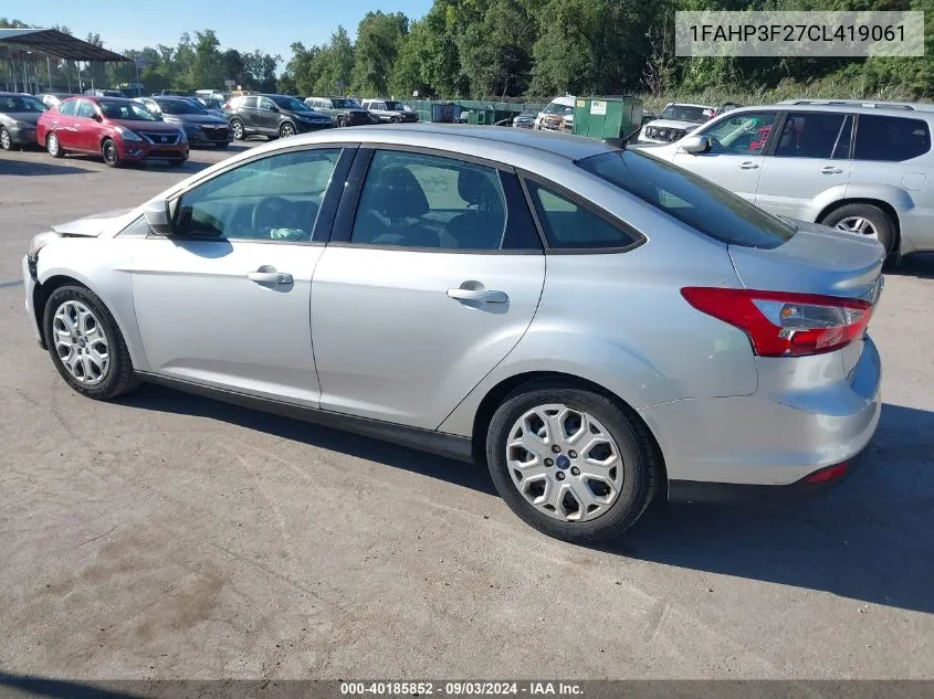 2012 Ford Focus Se VIN: 1FAHP3F27CL419061 Lot: 40185852