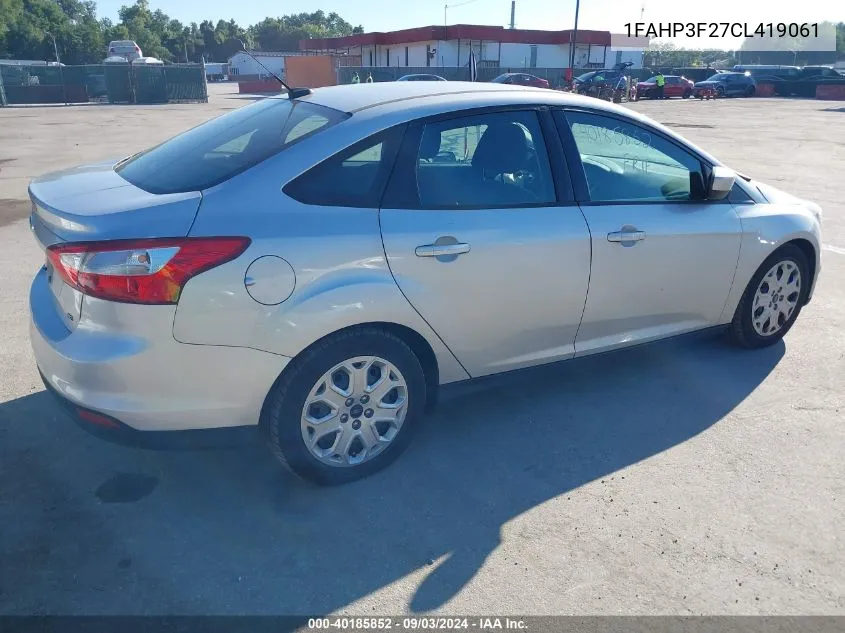 2012 Ford Focus Se VIN: 1FAHP3F27CL419061 Lot: 40185852