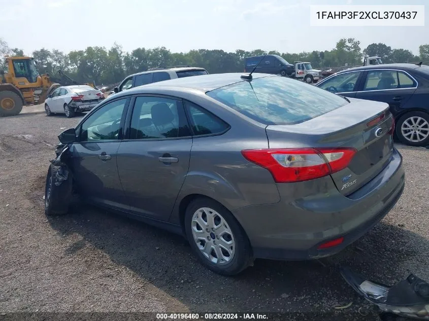 2012 Ford Focus Se VIN: 1FAHP3F2XCL370437 Lot: 40196460