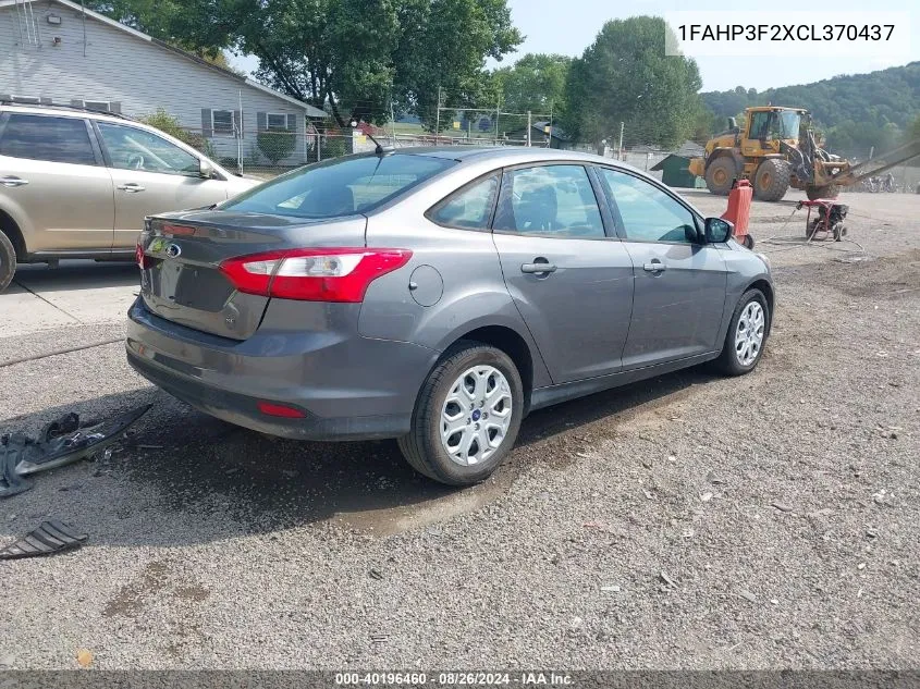 2012 Ford Focus Se VIN: 1FAHP3F2XCL370437 Lot: 40196460