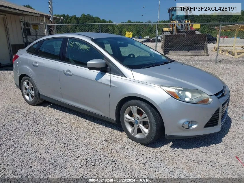 2012 Ford Focus Se VIN: 1FAHP3F2XCL428191 Lot: 40218248