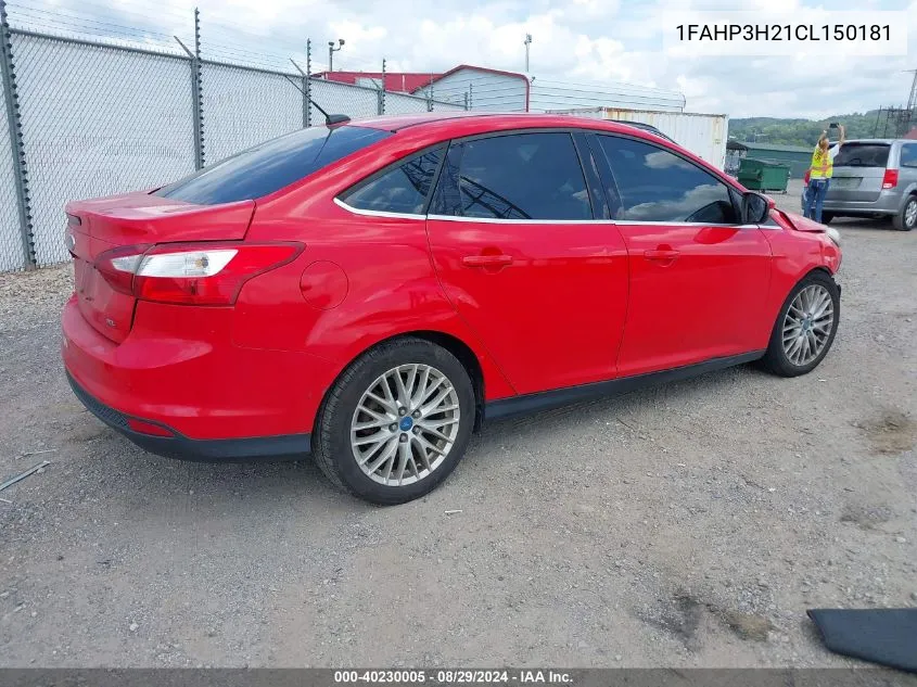 1FAHP3H21CL150181 2012 Ford Focus Sel