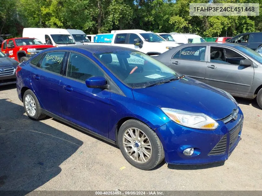 2012 Ford Focus Se VIN: 1FAHP3F24CL451448 Lot: 40253457