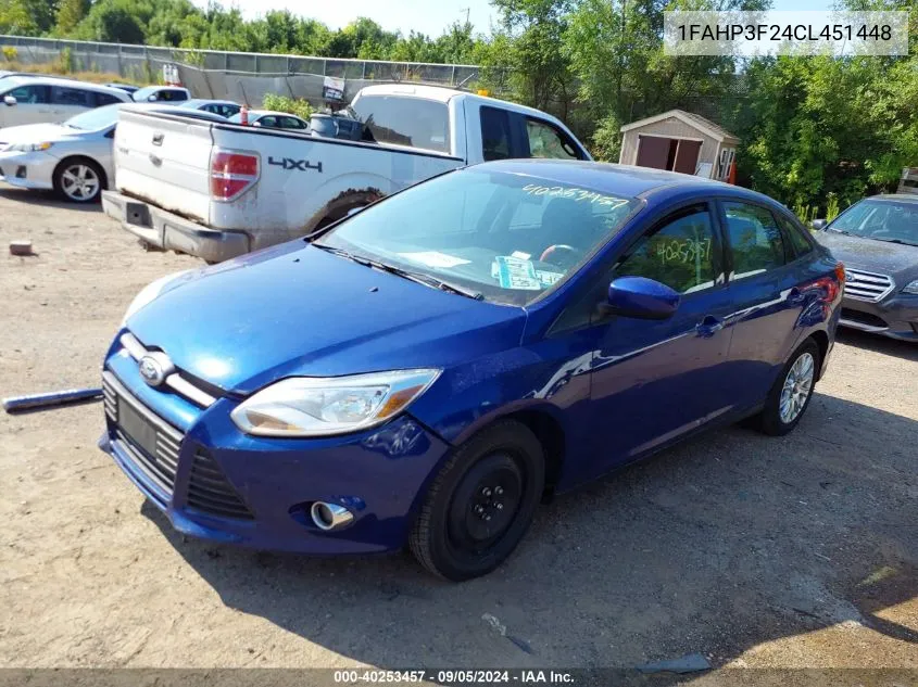 2012 Ford Focus Se VIN: 1FAHP3F24CL451448 Lot: 40253457