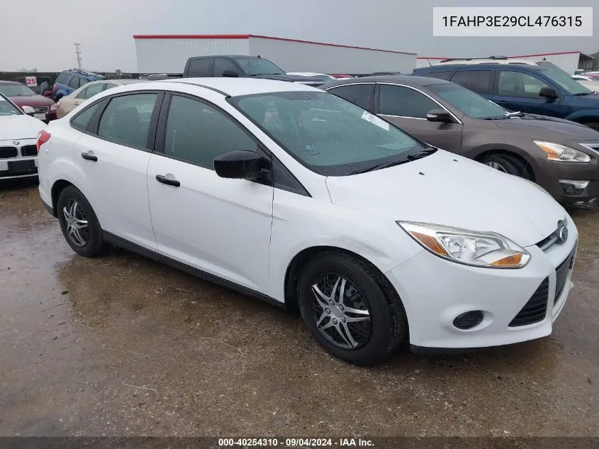 2012 Ford Focus S VIN: 1FAHP3E29CL476315 Lot: 40254310