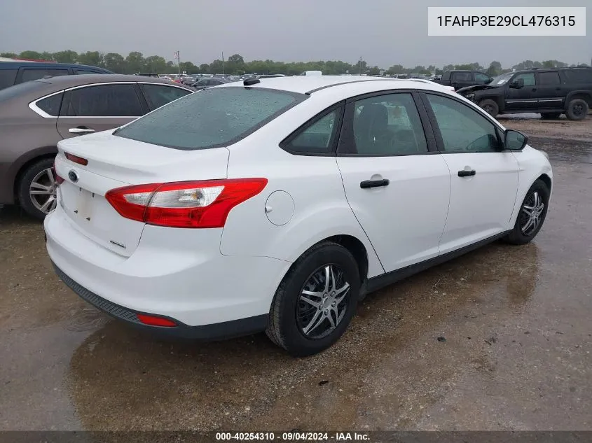 2012 Ford Focus S VIN: 1FAHP3E29CL476315 Lot: 40254310