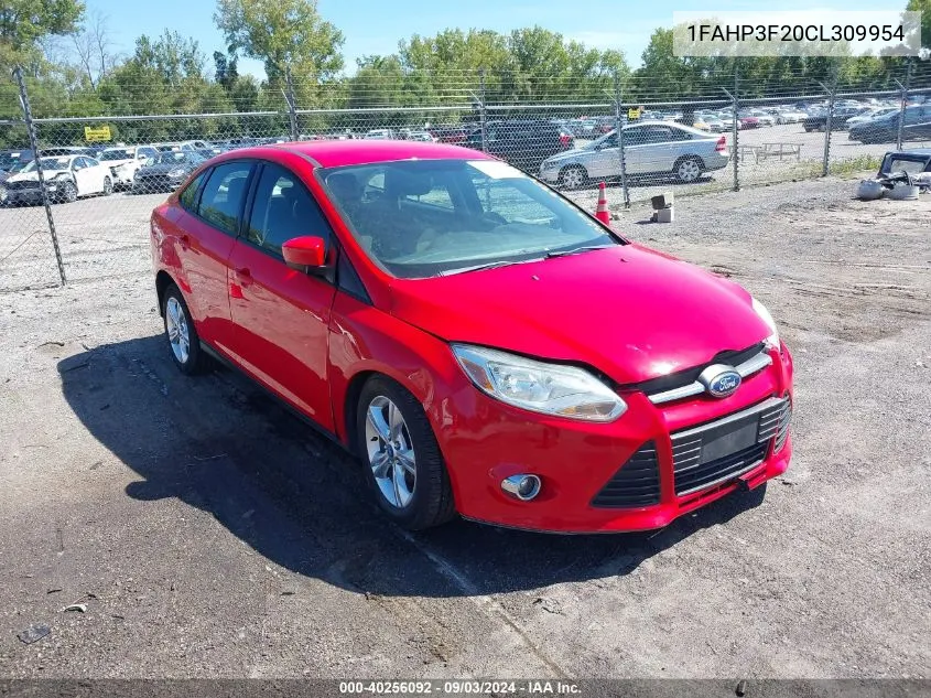 2012 Ford Focus Se VIN: 1FAHP3F20CL309954 Lot: 40256092