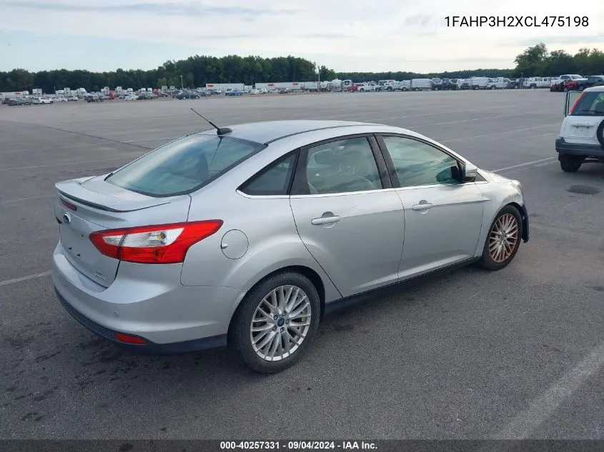 2012 Ford Focus Sel VIN: 1FAHP3H2XCL475198 Lot: 40257331