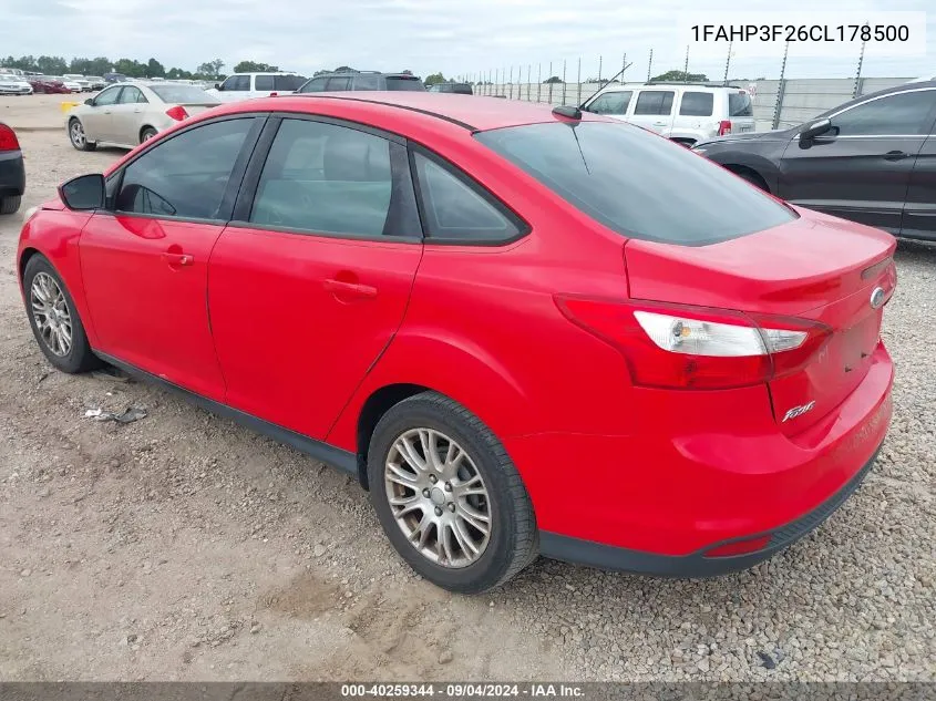 2012 Ford Focus Se VIN: 1FAHP3F26CL178500 Lot: 40259344