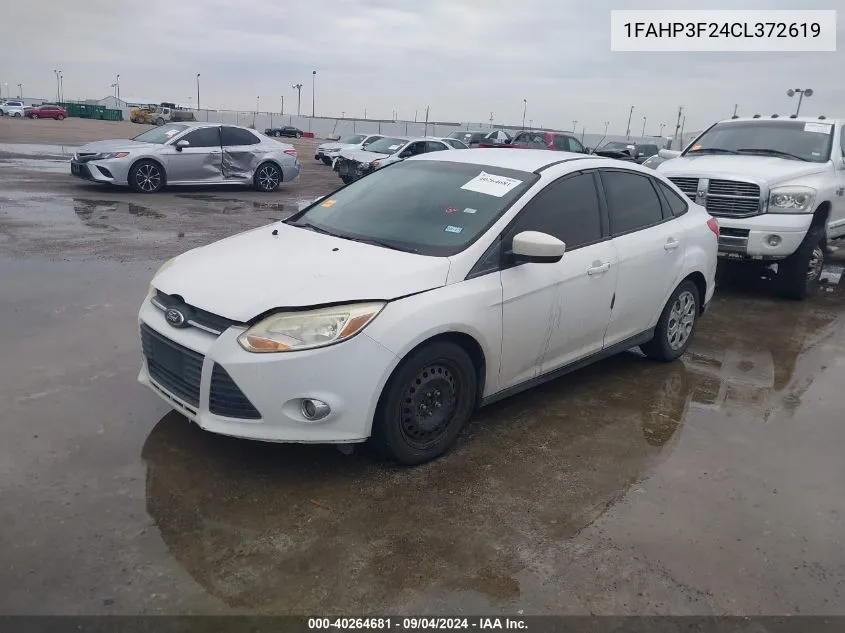 2012 Ford Focus Se VIN: 1FAHP3F24CL372619 Lot: 40264681