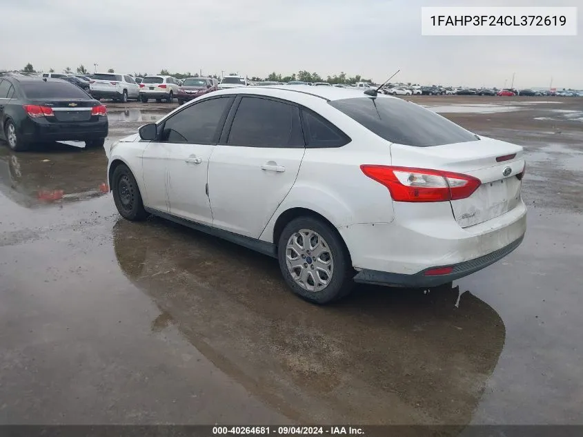 2012 Ford Focus Se VIN: 1FAHP3F24CL372619 Lot: 40264681