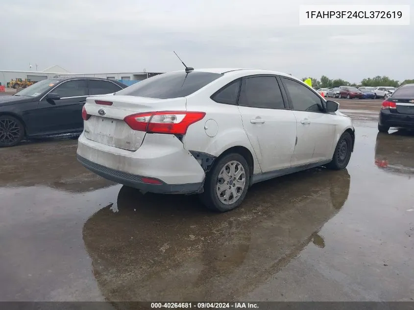 2012 Ford Focus Se VIN: 1FAHP3F24CL372619 Lot: 40264681