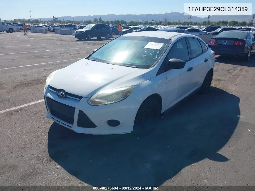 1FAHP3E29CL314359 2012 Ford Focus S