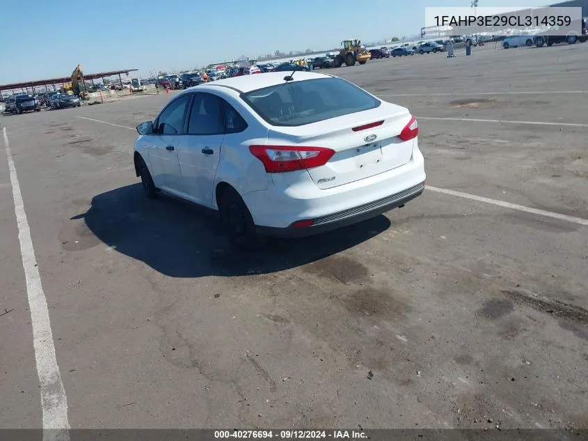 2012 Ford Focus S VIN: 1FAHP3E29CL314359 Lot: 40276694