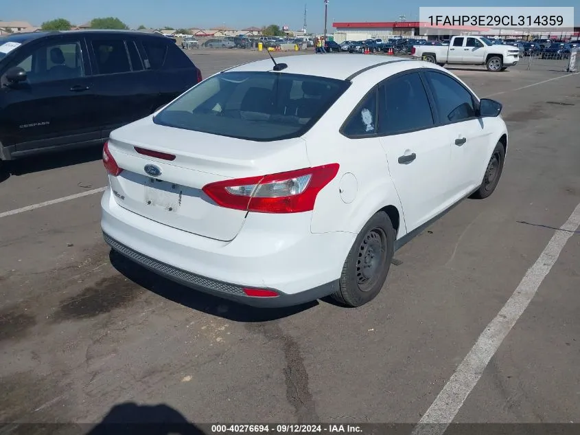 2012 Ford Focus S VIN: 1FAHP3E29CL314359 Lot: 40276694