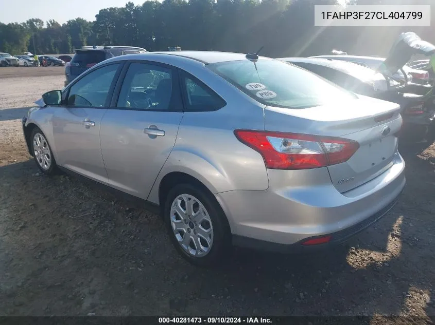 2012 Ford Focus Se VIN: 1FAHP3F27CL404799 Lot: 40281473