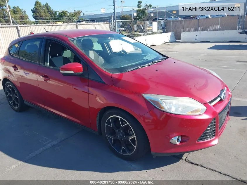 2012 Ford Focus Se VIN: 1FAHP3K2XCL416211 Lot: 40281790