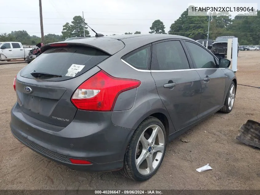 2012 Ford Focus Titanium VIN: 1FAHP3N2XCL189064 Lot: 40286647