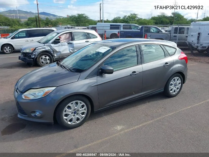 2012 Ford Focus Se VIN: 1FAHP3K21CL429932 Lot: 40288547