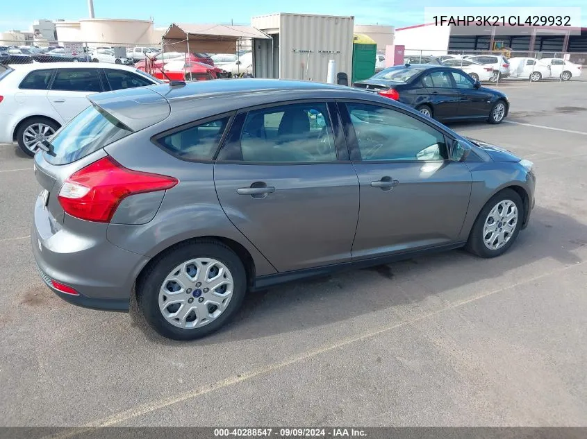 2012 Ford Focus Se VIN: 1FAHP3K21CL429932 Lot: 40288547