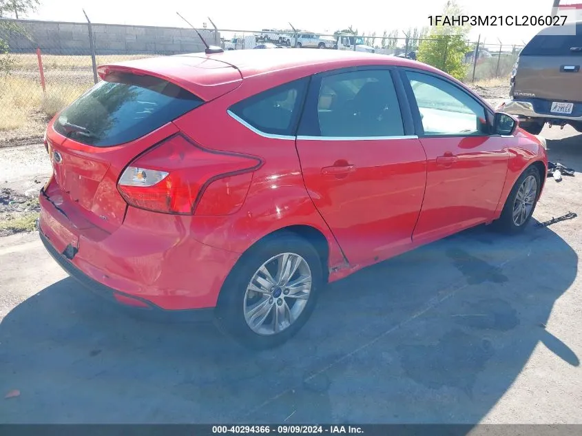 2012 Ford Focus Sel VIN: 1FAHP3M21CL206027 Lot: 40294366