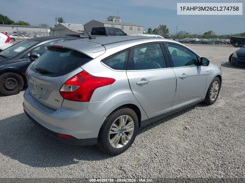 1FAHP3M26CL274758 2012 Ford Focus Sel