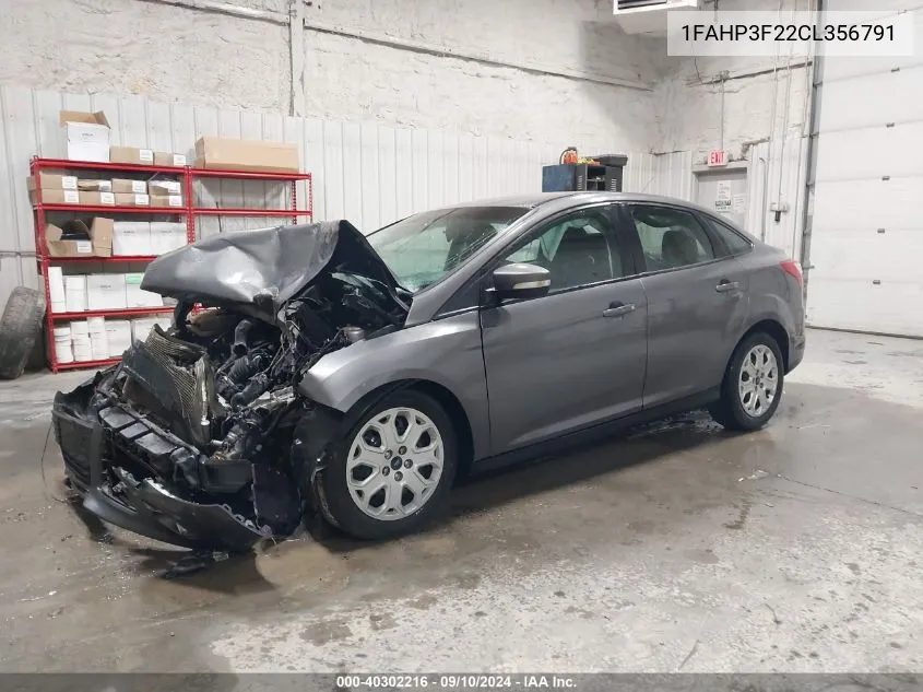 2012 Ford Focus Se VIN: 1FAHP3F22CL356791 Lot: 40302216